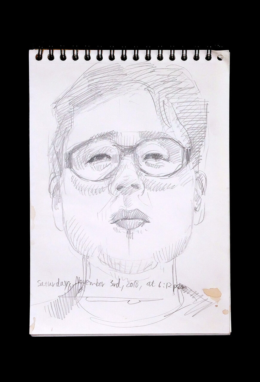 Contemporary artist SHINTAKU Tomoni's 2018/11/3 Self-portrait or pencil drawing