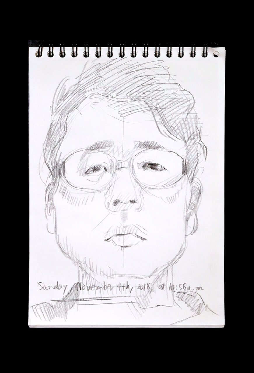 Contemporary artist SHINTAKU Tomoni's 2018/11/4 Self-portrait or pencil drawing