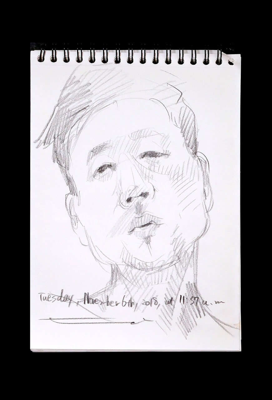 Contemporary artist SHINTAKU Tomoni's 2018/11/6 Self-portrait or pencil drawing