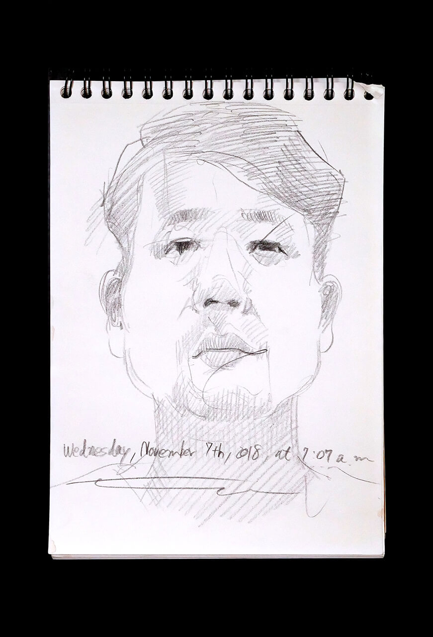 Contemporary artist SHINTAKU Tomoni's 2018/11/7 Self-portrait or pencil drawing