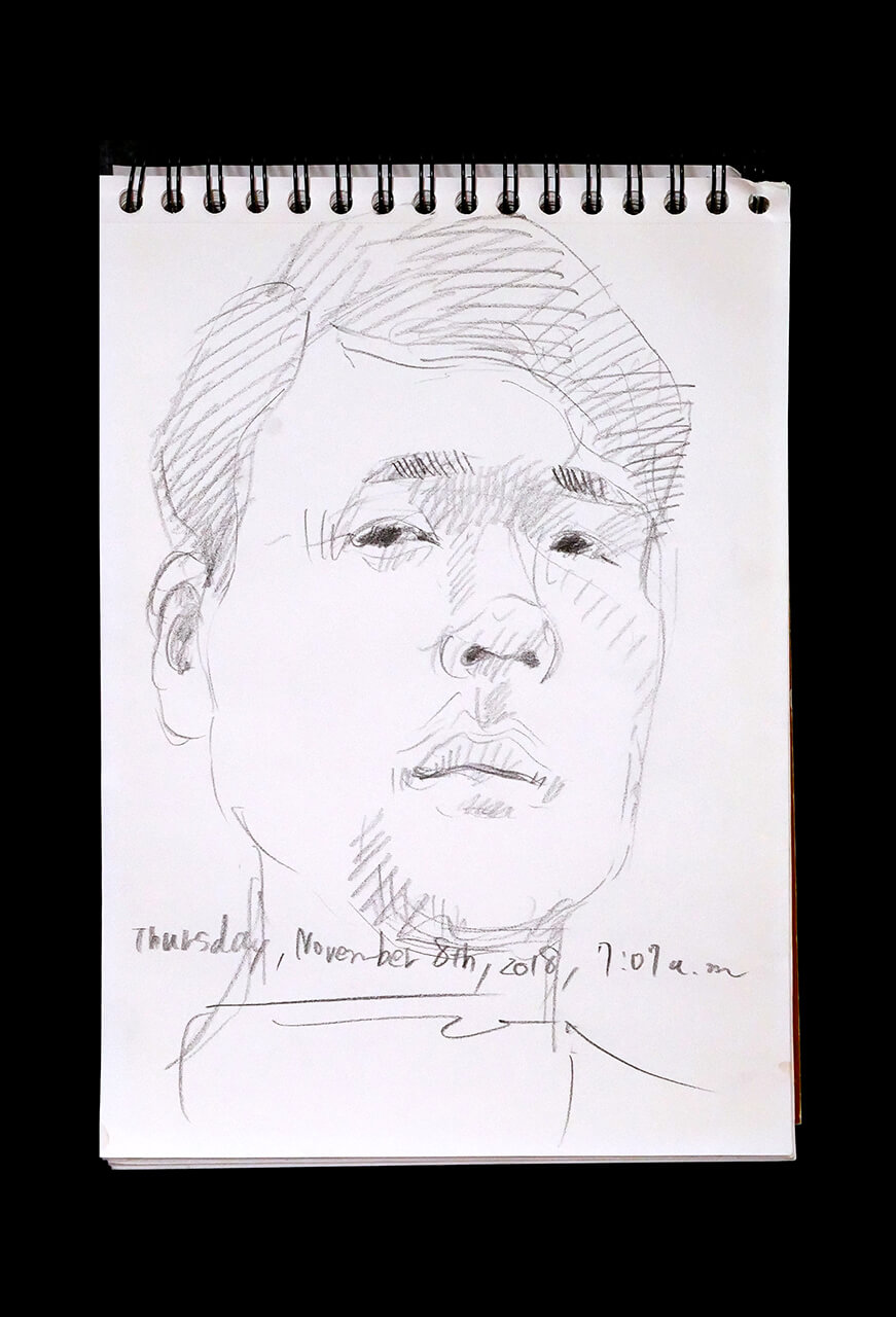 Contemporary artist SHINTAKU Tomoni's 2018/11/8 Self-portrait or pencil drawing