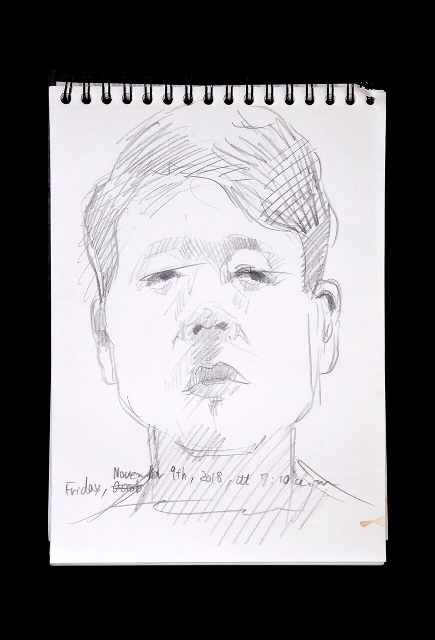 Contemporary artist SHINTAKU Tomoni's 2018/11/9 Self-portrait or pencil drawing