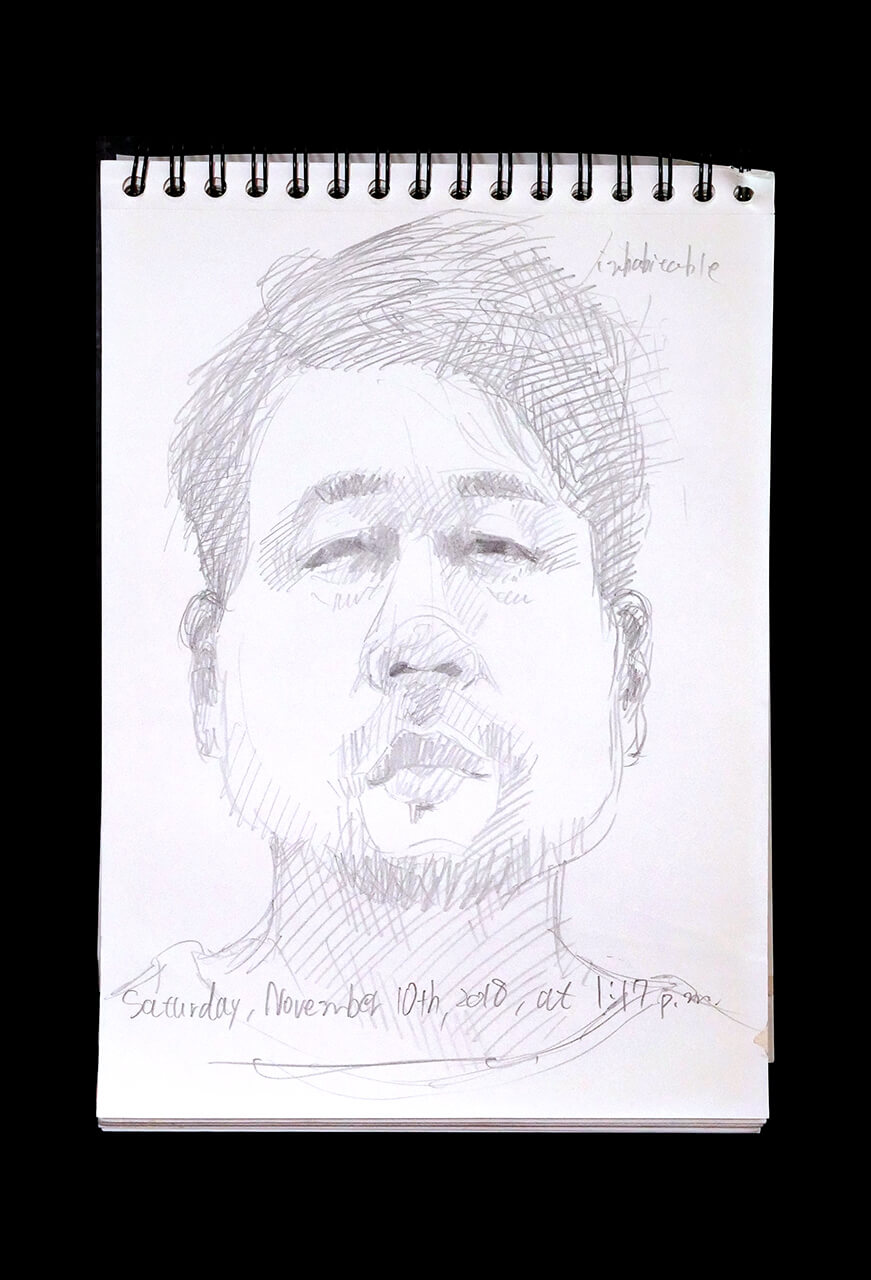 Contemporary artist SHINTAKU Tomoni's 2018/11/10 Self-portrait or pencil drawing