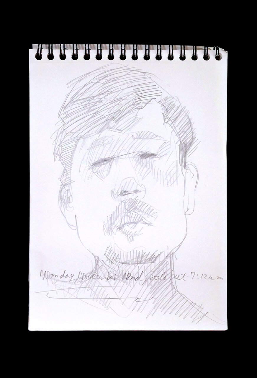 Contemporary artist SHINTAKU Tomoni's 2018/11/12 Self-portrait or pencil drawing