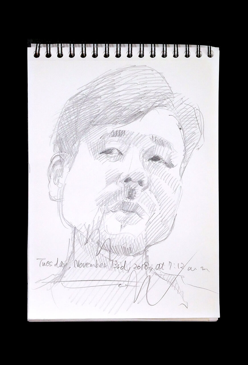 Contemporary artist SHINTAKU Tomoni's 2018/11/13 Self-portrait or pencil drawing