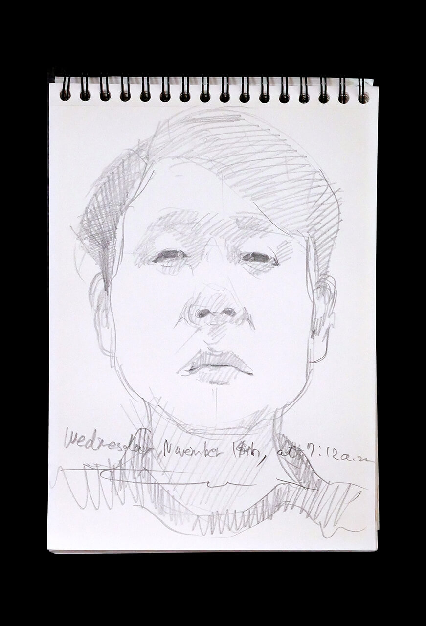 Contemporary artist SHINTAKU Tomoni's 2018/11/14 Self-portrait or pencil drawing