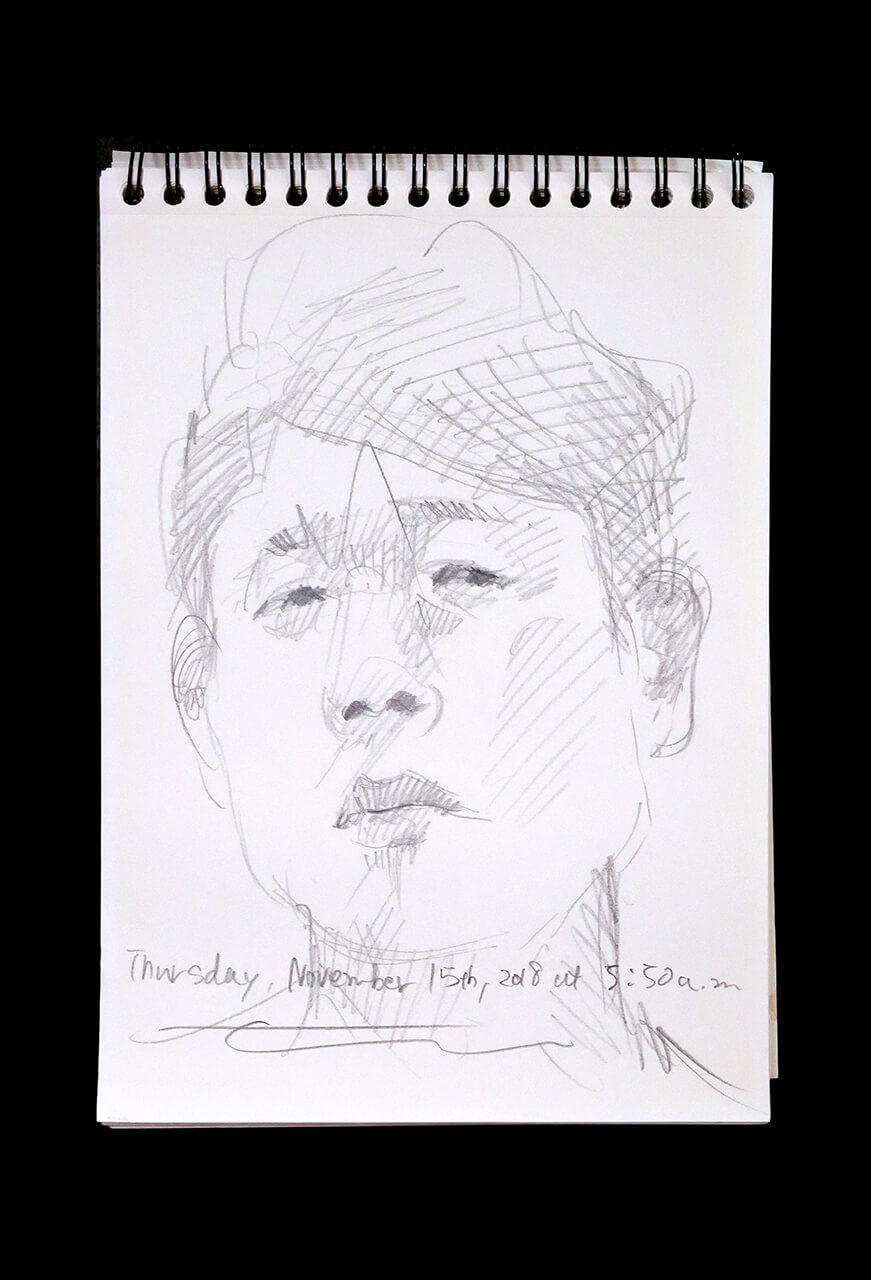 Contemporary artist SHINTAKU Tomoni's 2018/11/15 Self-portrait or pencil drawing