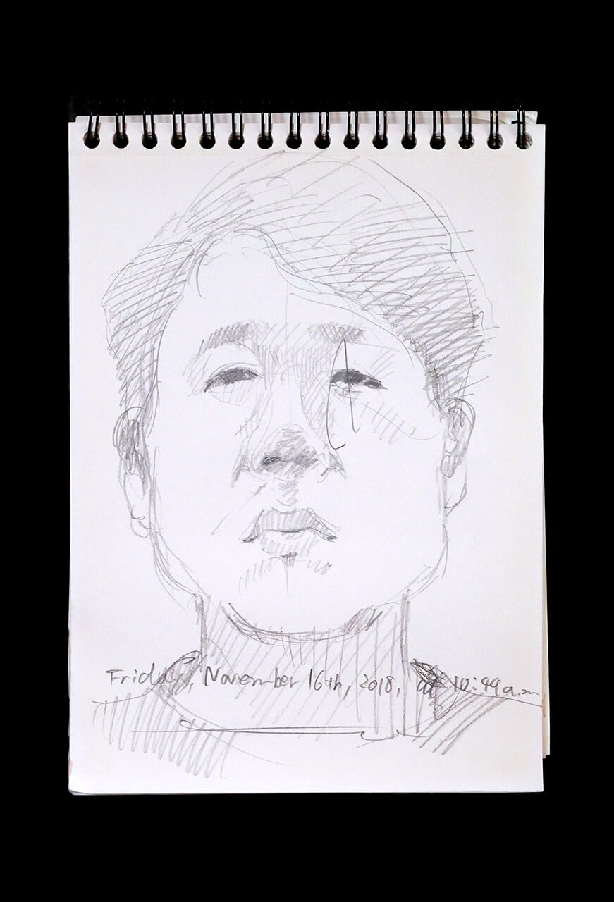 Contemporary artist SHINTAKU Tomoni's 2018/11/16 Self-portrait or pencil drawing