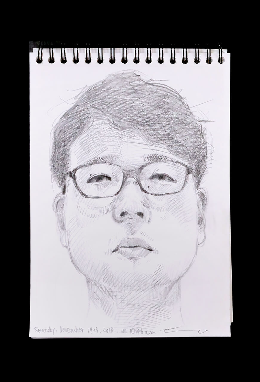 Contemporary artist SHINTAKU Tomoni's 2018/11/17 Self-portrait or pencil drawing