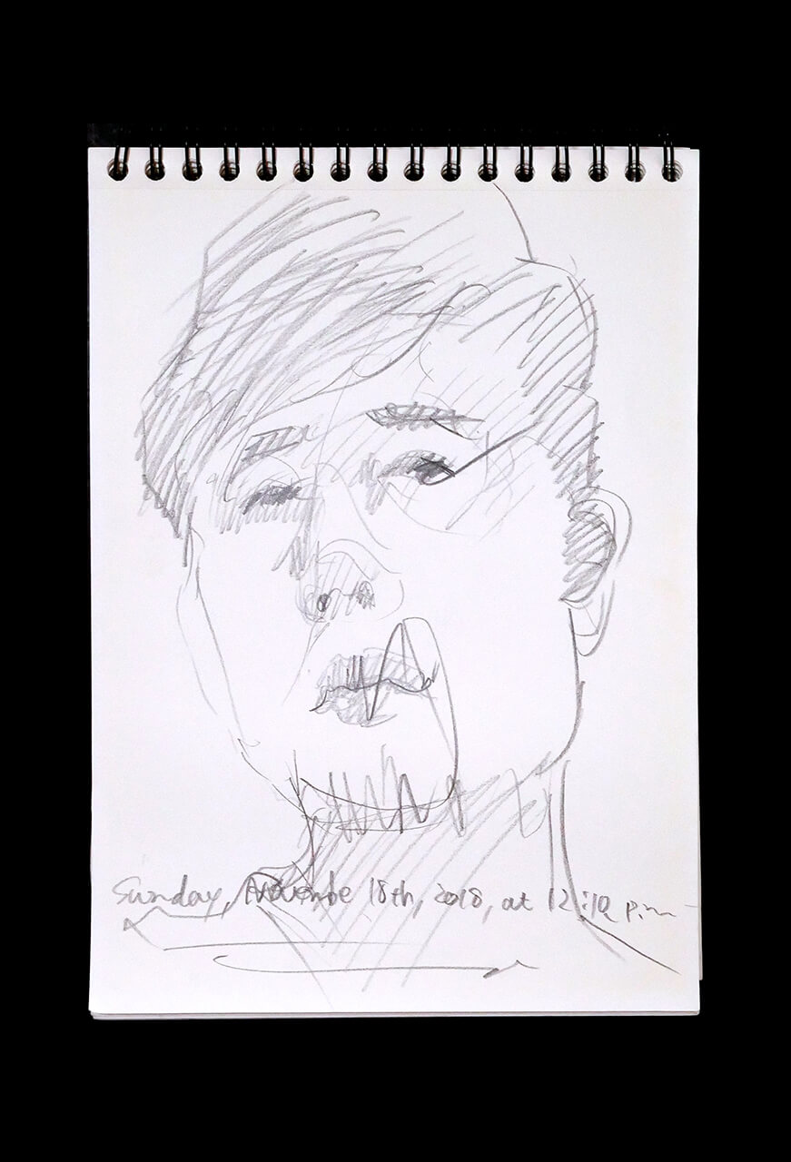 Contemporary artist SHINTAKU Tomoni's 2018/11/18 Self-portrait or pencil drawing