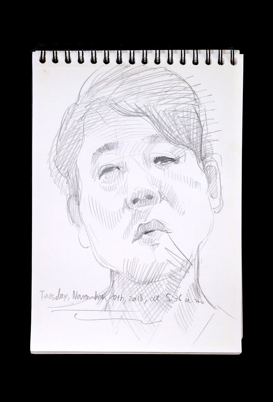 Contemporary artist SHINTAKU Tomoni's 2018/11/20 Self-portrait or pencil drawing