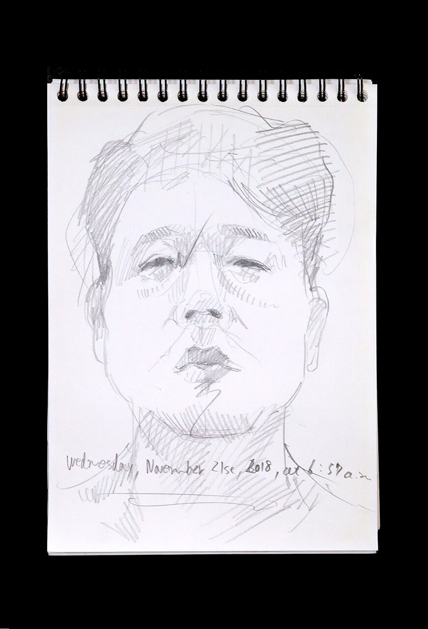Contemporary artist SHINTAKU Tomoni's 2018/11/21 Self-portrait or pencil drawing