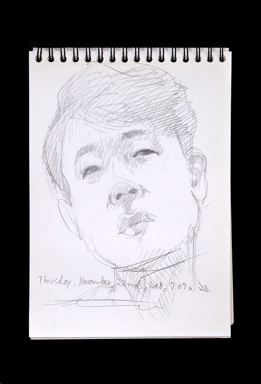Contemporary artist SHINTAKU Tomoni's 2018/11/22 Self-portrait or pencil drawing
