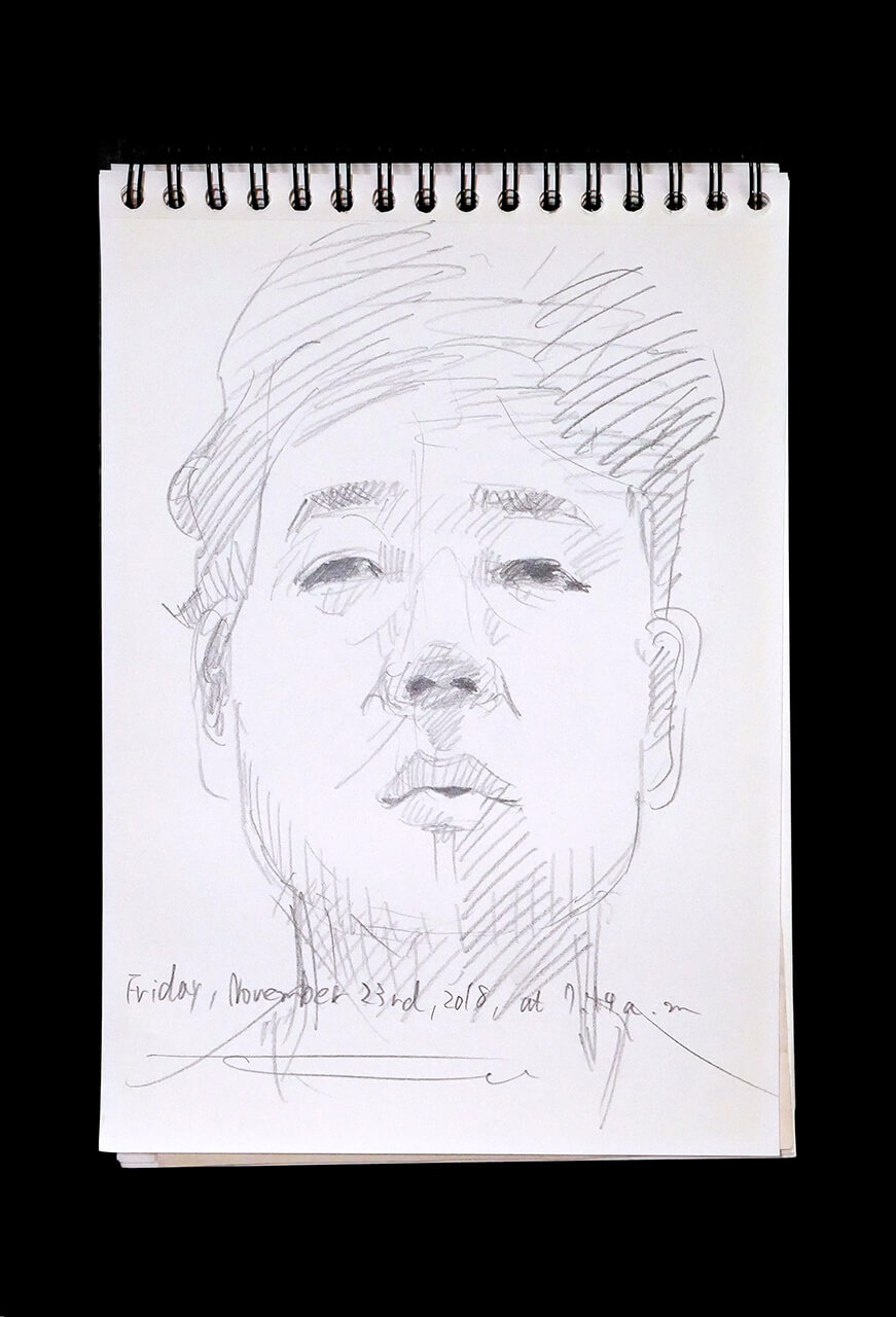 Contemporary artist SHINTAKU Tomoni's 2018/11/23 Self-portrait or pencil drawing