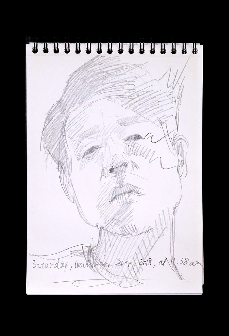 Contemporary artist SHINTAKU Tomoni's 2018/11/24 Self-portrait or pencil drawing