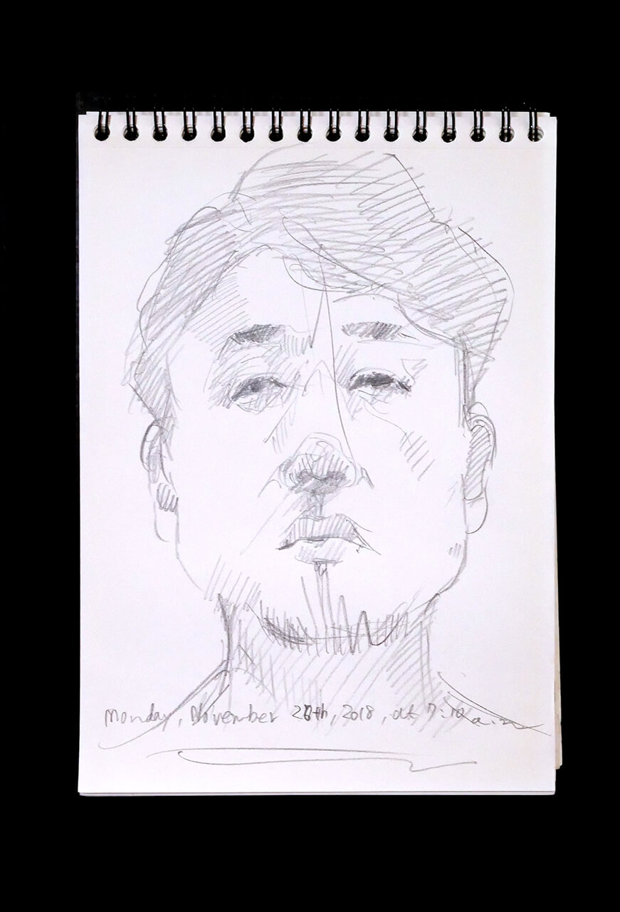 Contemporary artist SHINTAKU Tomoni's 2018/11/26 Self-portrait or pencil drawing