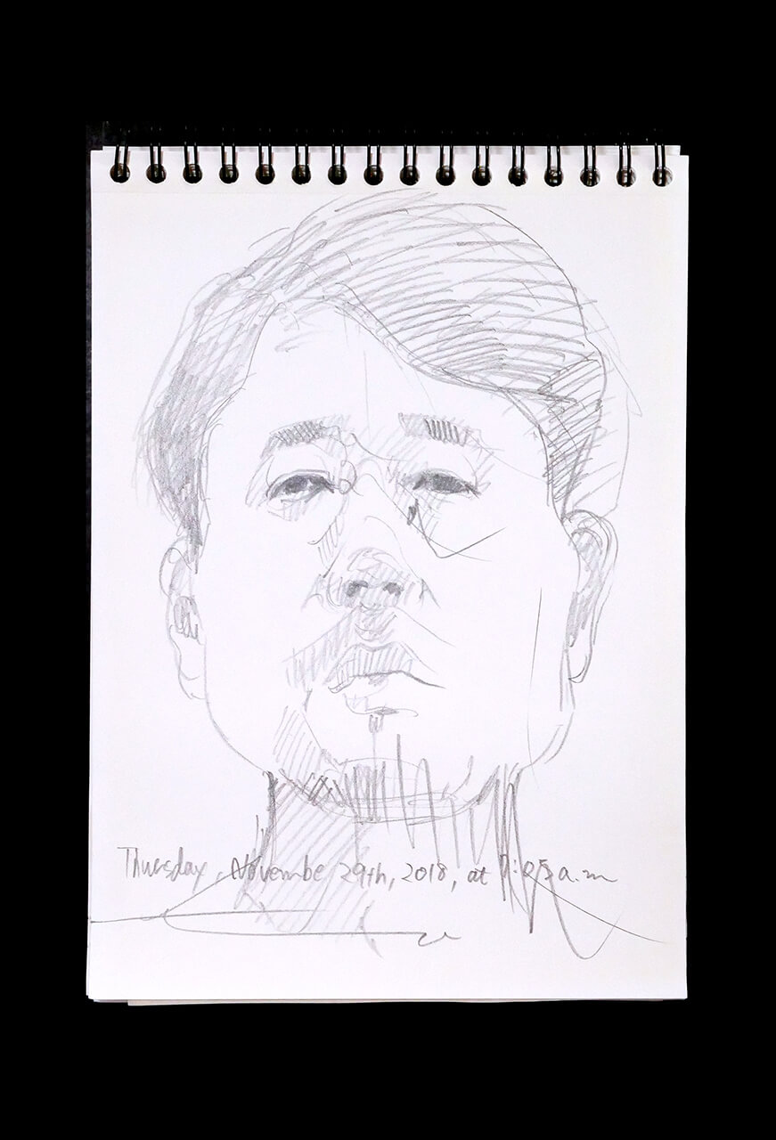 Contemporary artist SHINTAKU Tomoni's 2018/11/29 Self-portrait or pencil drawing