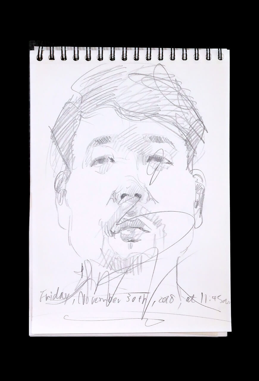 Contemporary artist SHINTAKU Tomoni's 2018/11/30 Self-portrait or pencil drawing