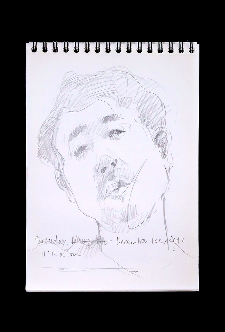 Contemporary artist SHINTAKU Tomoni's 2018/12/1 Self-portrait or pencil drawing