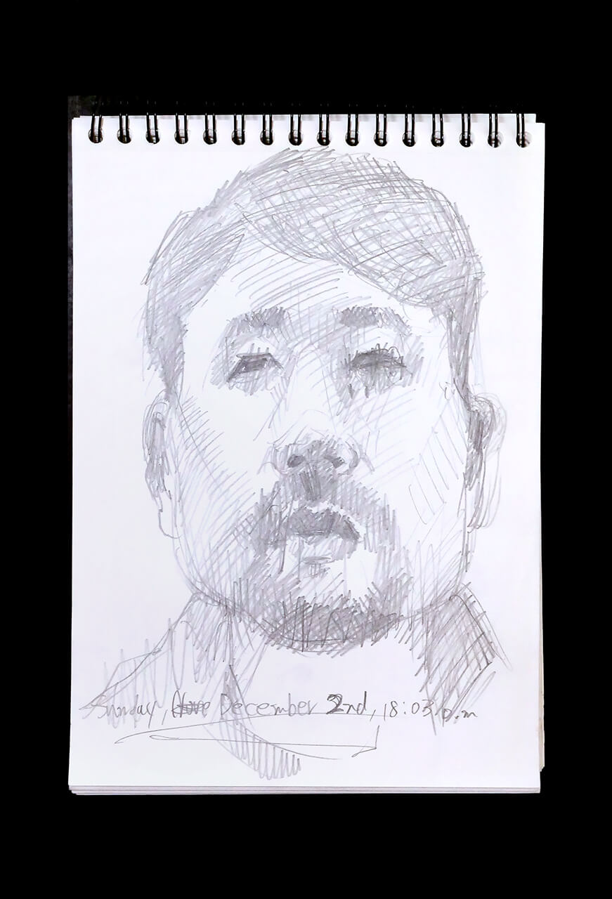 Contemporary artist SHINTAKU Tomoni's 2018/12/2 Self-portrait or pencil drawing