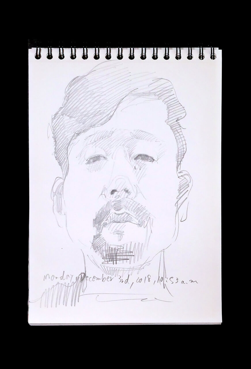 Contemporary artist SHINTAKU Tomoni's 2018/12/3 Self-portrait or pencil drawing