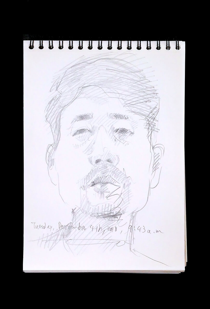 Contemporary artist SHINTAKU Tomoni's 2018/12/4 Self-portrait or pencil drawing