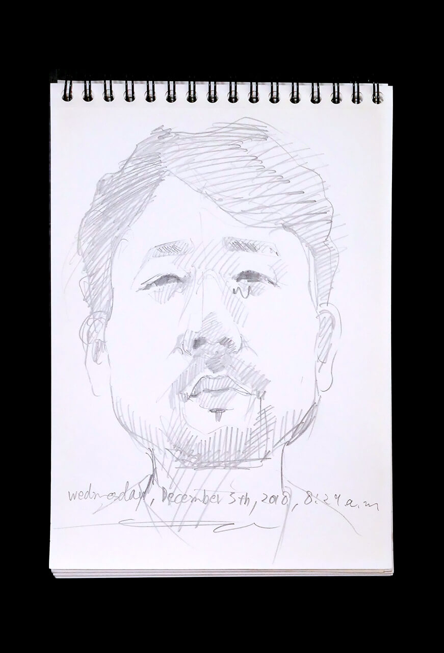 Contemporary artist SHINTAKU Tomoni's 2018/12/5 Self-portrait or pencil drawing
