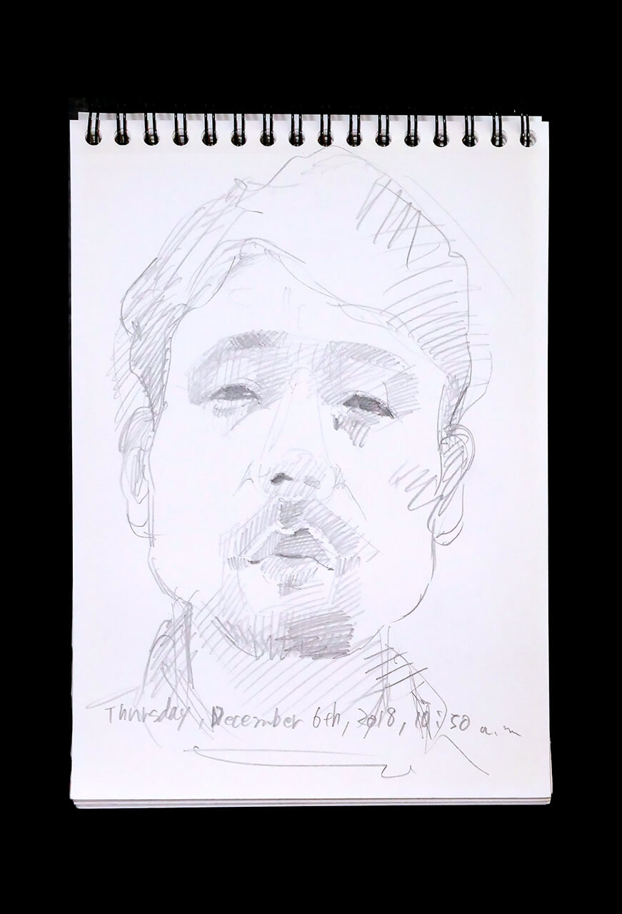 Contemporary artist SHINTAKU Tomoni's 2018/12/6 Self-portrait or pencil drawing