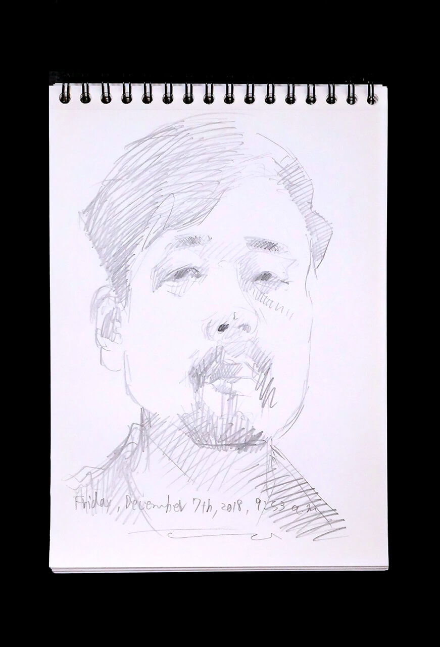 Contemporary artist SHINTAKU Tomoni's 2018/12/7 Self-portrait or pencil drawing