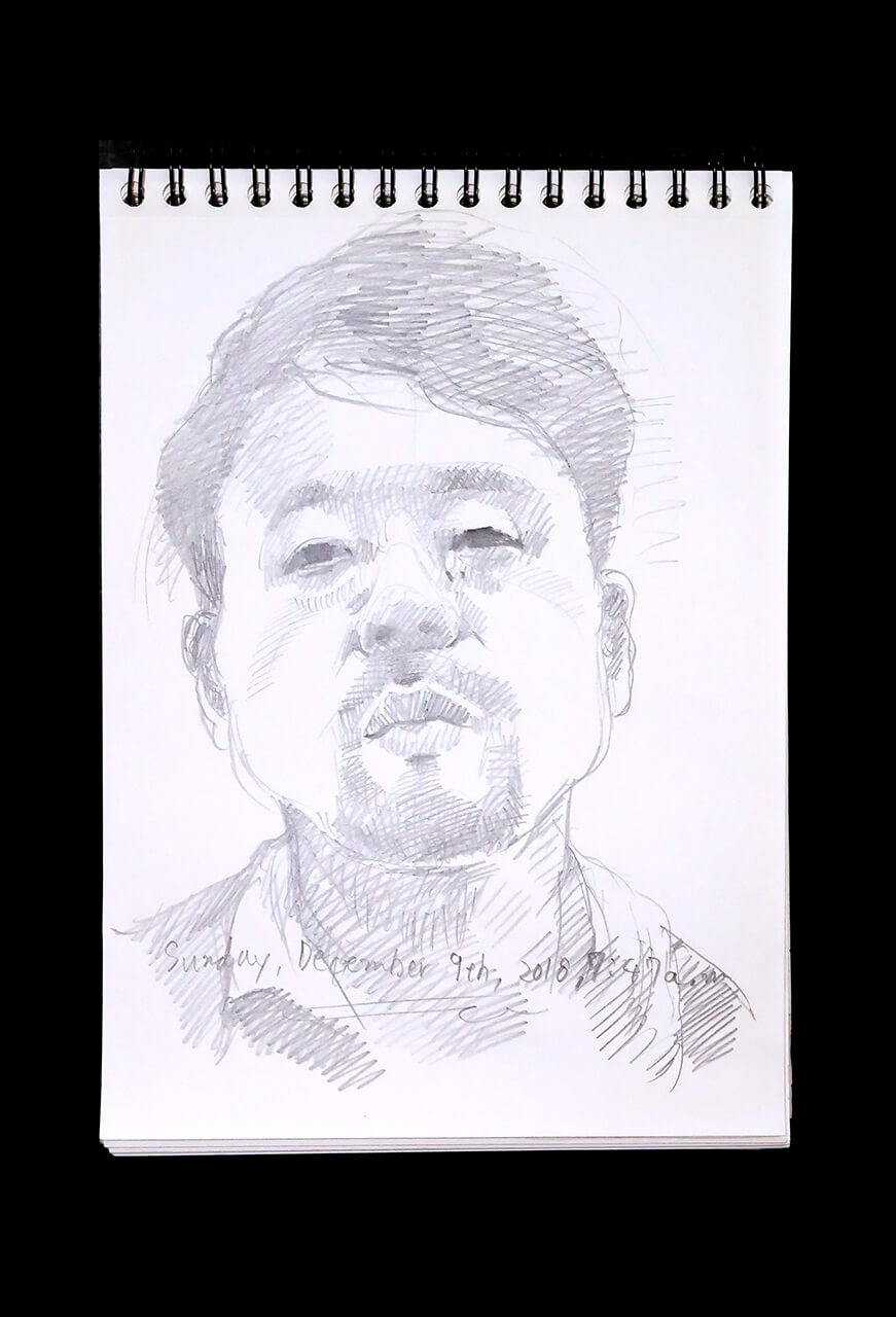 Contemporary artist SHINTAKU Tomoni's 2018/12/9 Self-portrait or pencil drawing