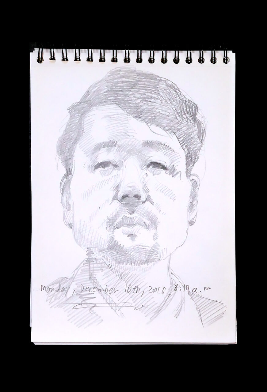 Contemporary artist SHINTAKU Tomoni's 2018/12/10 Self-portrait or pencil drawing