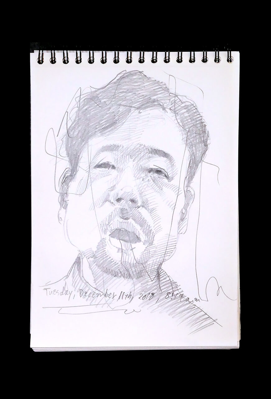 Contemporary artist SHINTAKU Tomoni's 2018/12/11 Self-portrait or pencil drawing