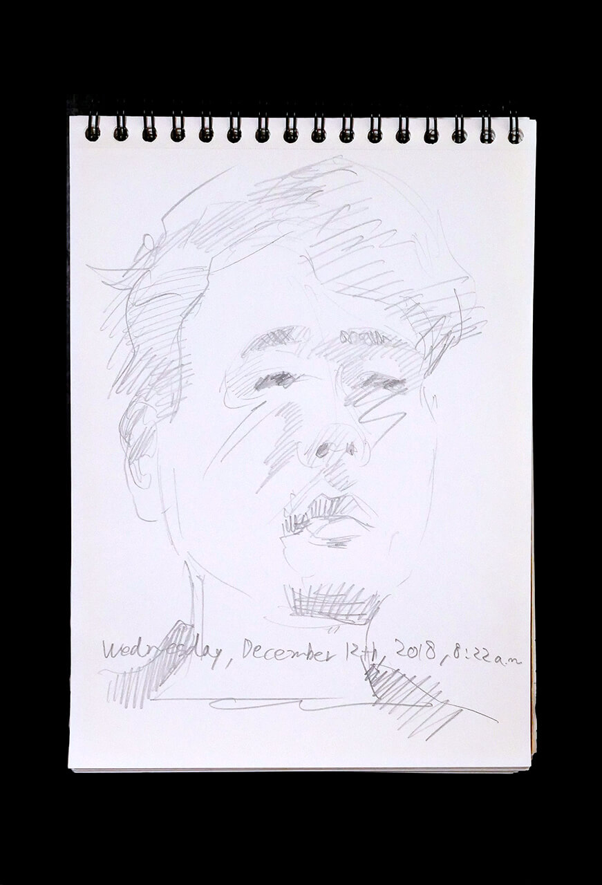 Contemporary artist SHINTAKU Tomoni's 2018/12/12 Self-portrait or pencil drawing