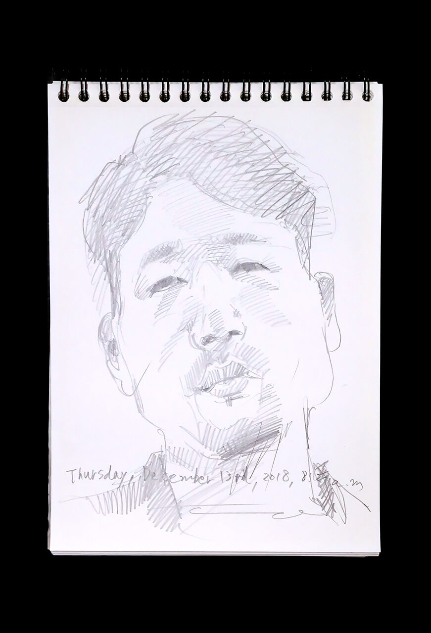 Contemporary artist SHINTAKU Tomoni's 2018/12/13 Self-portrait or pencil drawing