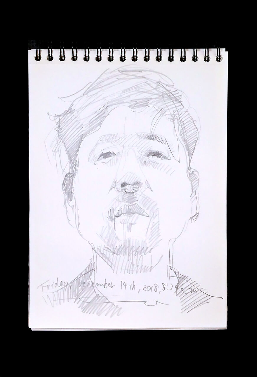 Contemporary artist SHINTAKU Tomoni's 2018/12/14 Self-portrait or pencil drawing