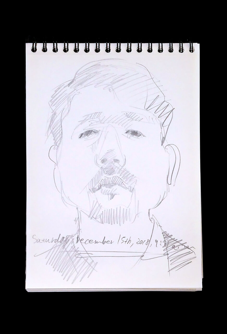 Contemporary artist SHINTAKU Tomoni's 2018/12/15 Self-portrait or pencil drawing