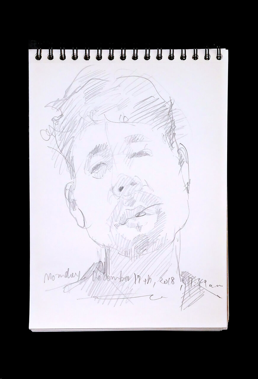 Contemporary artist SHINTAKU Tomoni's 2018/12/17 Self-portrait or pencil drawing