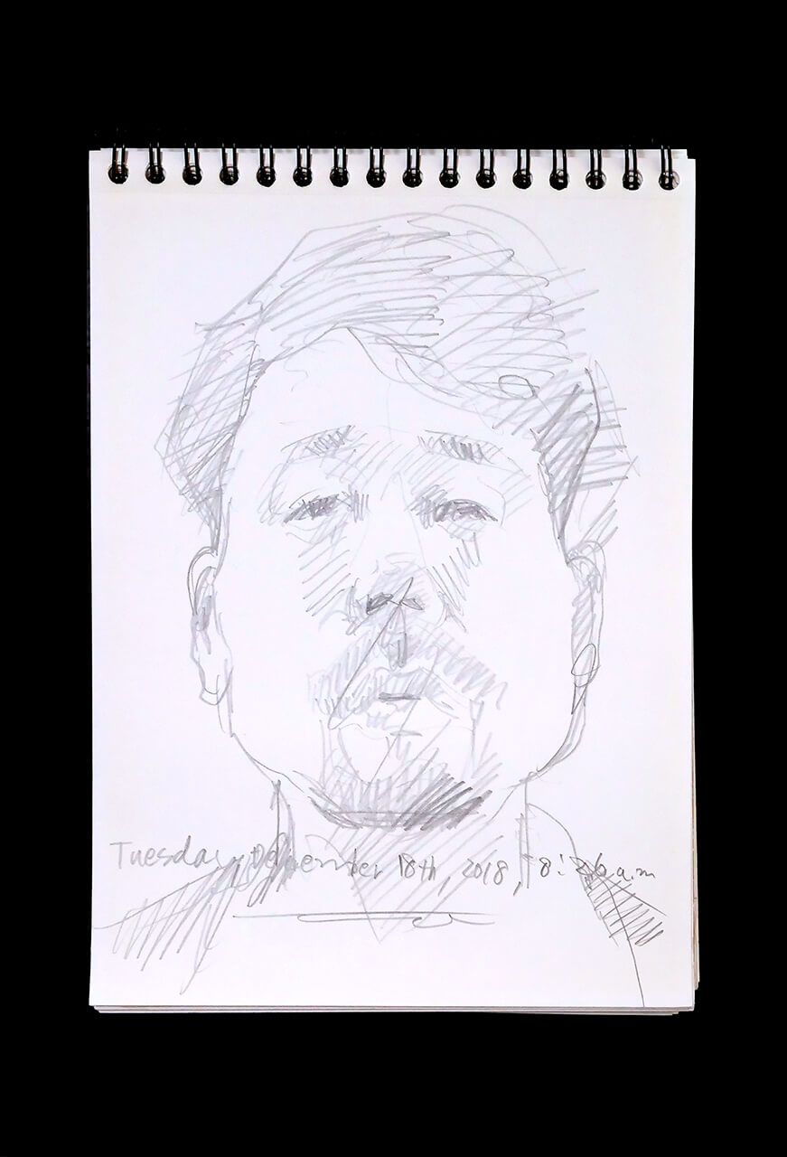 Contemporary artist SHINTAKU Tomoni's 2018/12/18 Self-portrait or pencil drawing