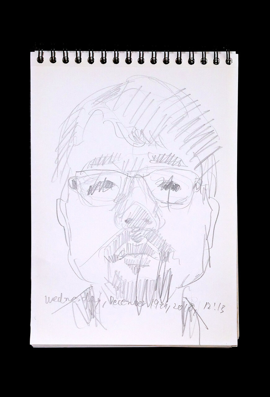 Contemporary artist SHINTAKU Tomoni's 2018/12/19 Self-portrait or pencil drawing