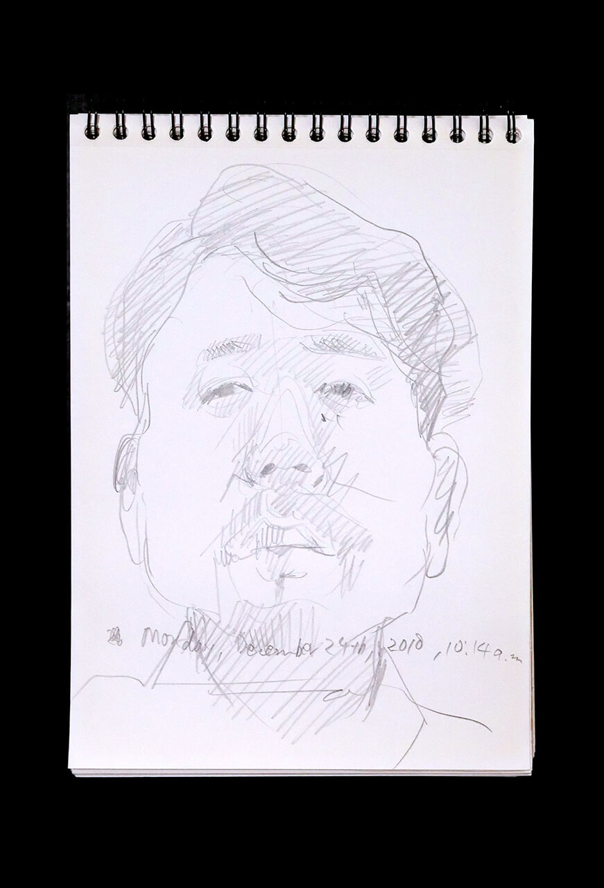 Contemporary artist SHINTAKU Tomoni's 2018/12/24 Self-portrait or pencil drawing