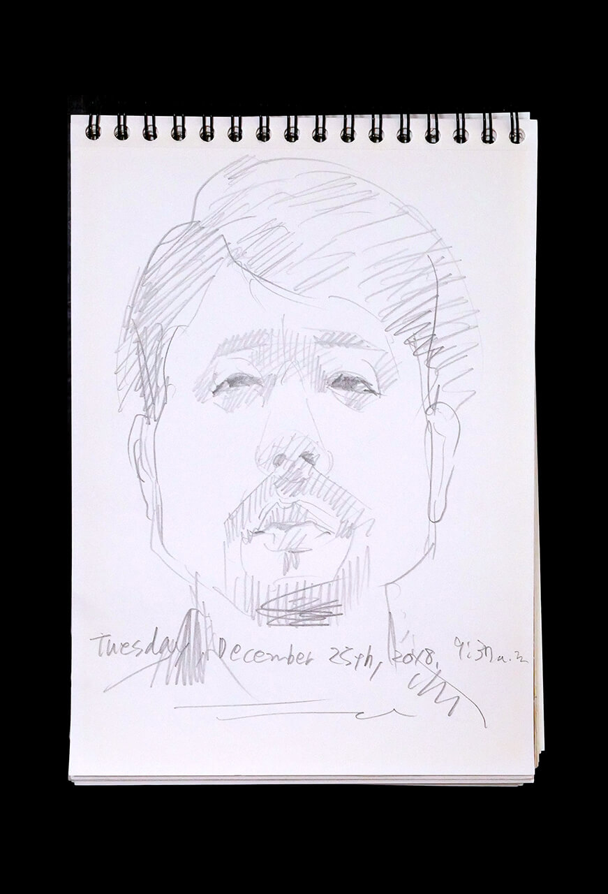 Contemporary artist SHINTAKU Tomoni's 2018/12/25 Self-portrait or pencil drawing