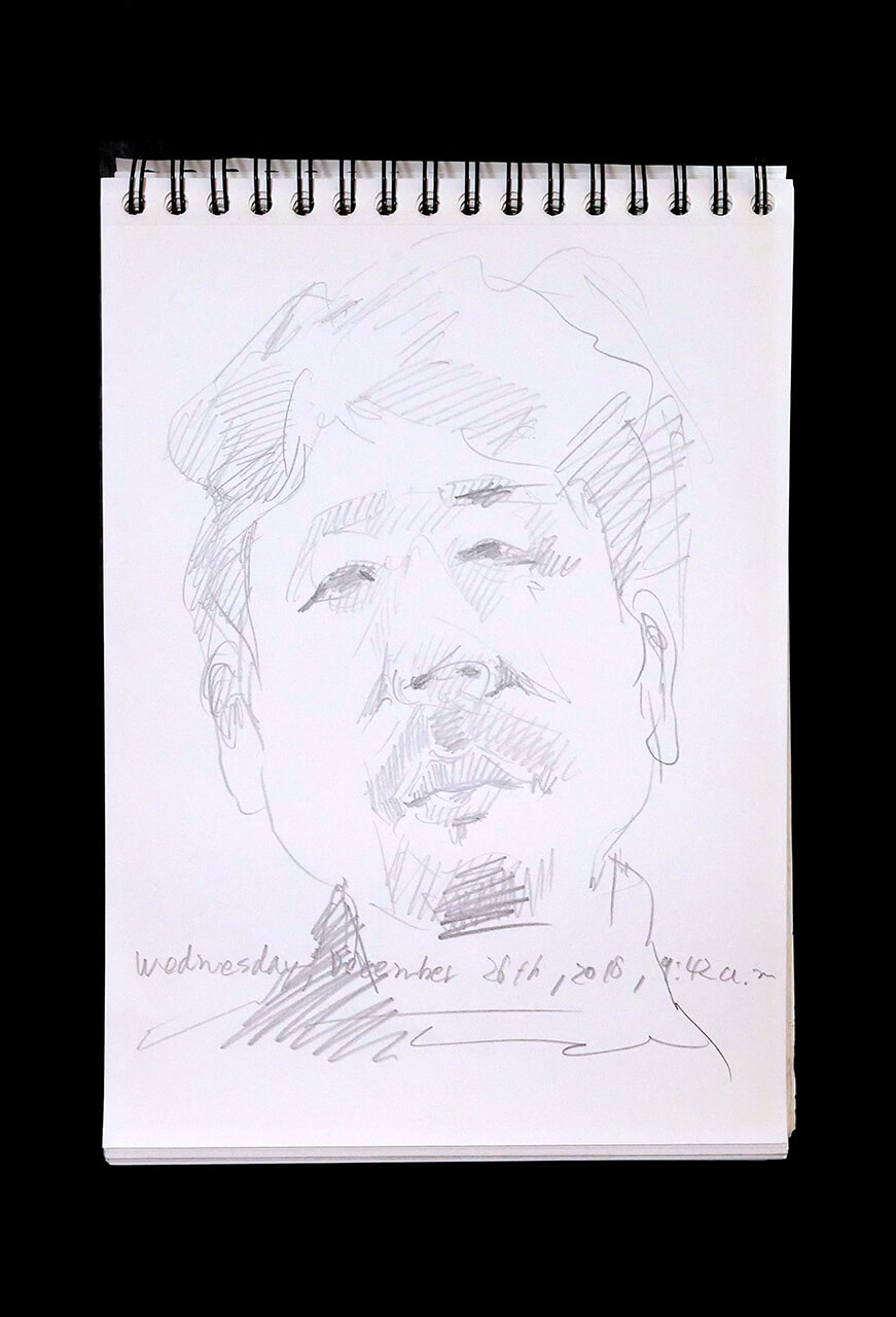 Contemporary artist SHINTAKU Tomoni's 2018/12/26 Self-portrait or pencil drawing