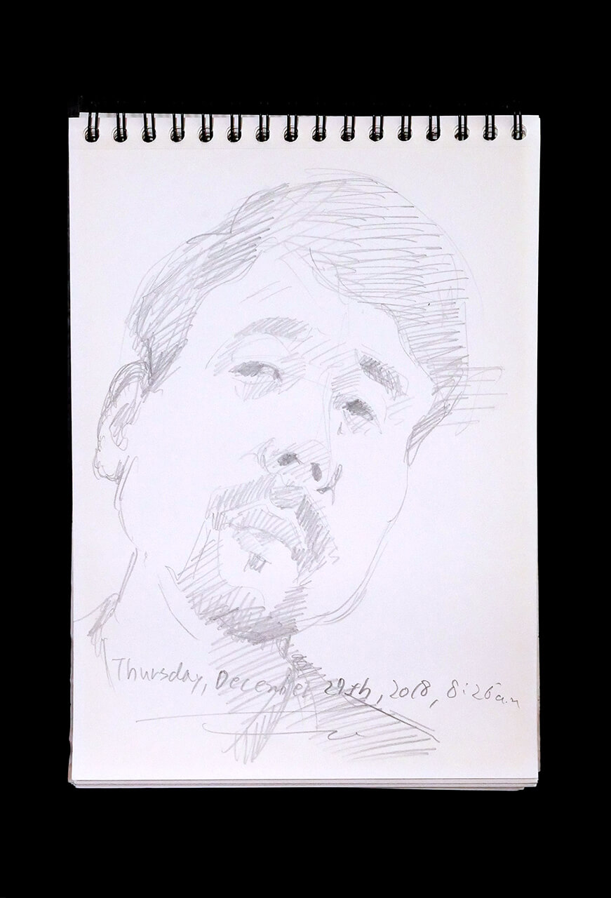 Contemporary artist SHINTAKU Tomoni's 2018/12/27 Self-portrait or pencil drawing