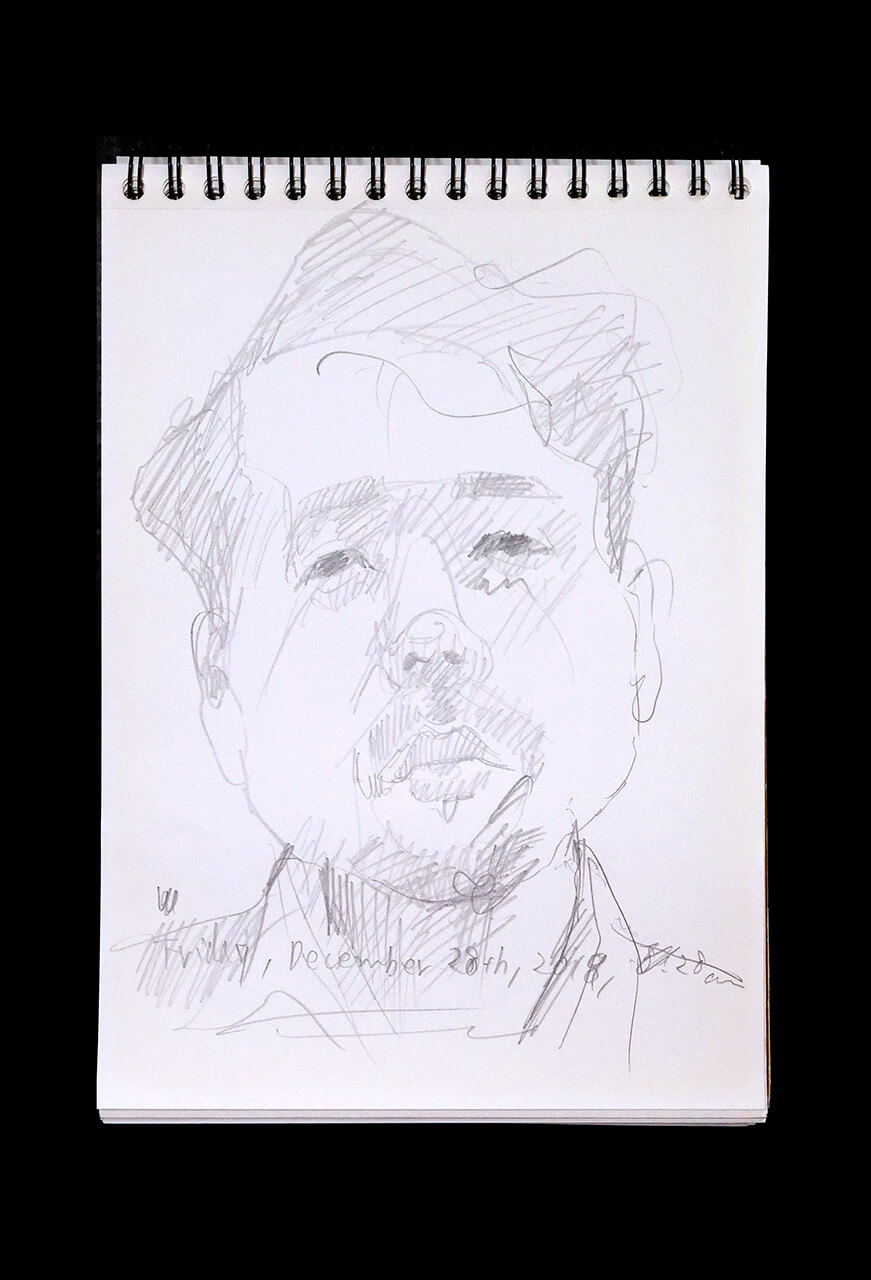 Contemporary artist SHINTAKU Tomoni's 2018/12/28 Self-portrait or pencil drawing