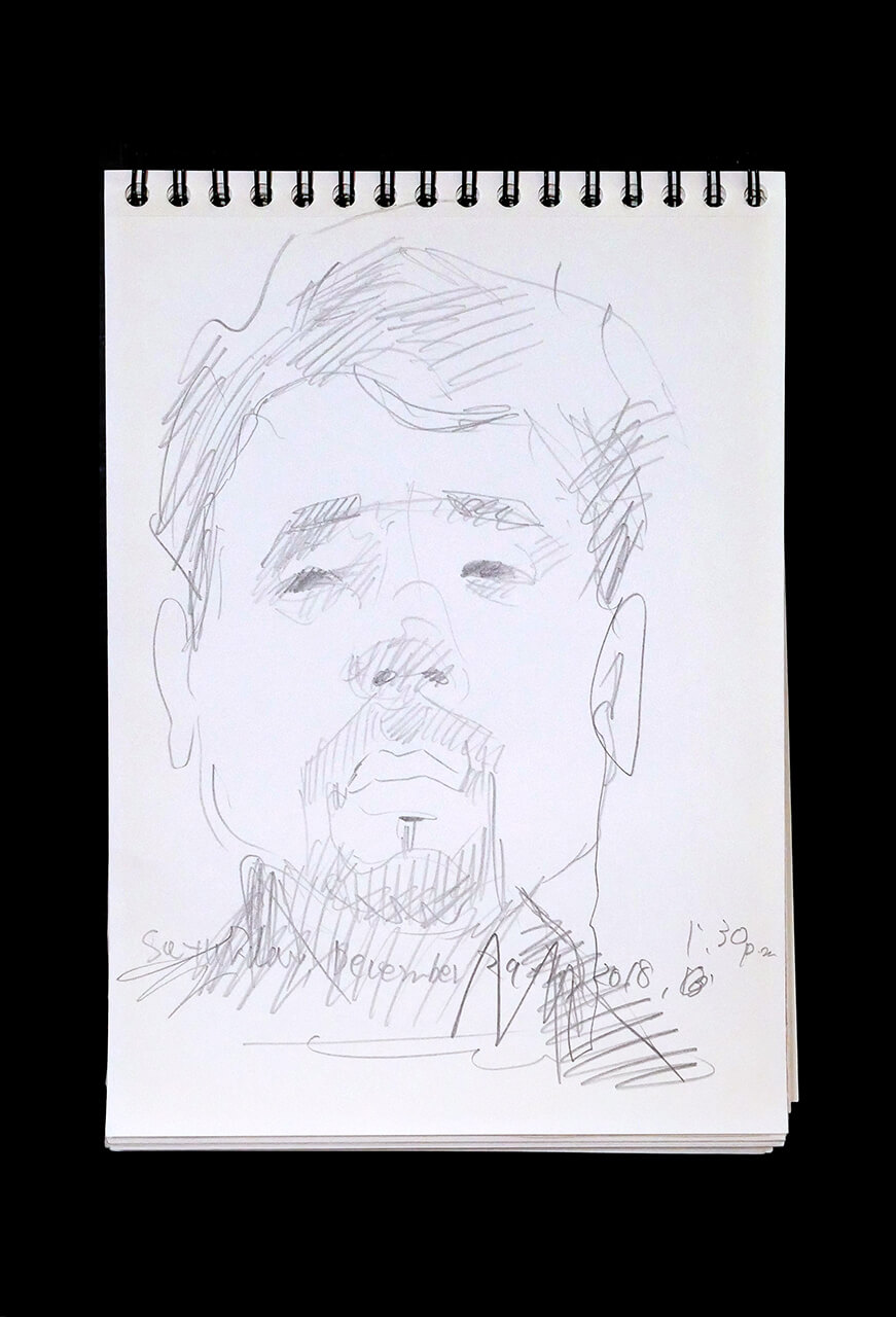 Contemporary artist SHINTAKU Tomoni's 2018/12/29 Self-portrait or pencil drawing