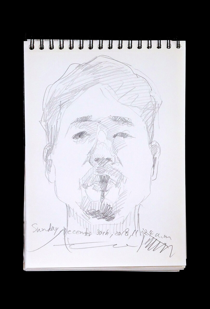 Contemporary artist SHINTAKU Tomoni's 2018/12/30 Self-portrait or pencil drawing