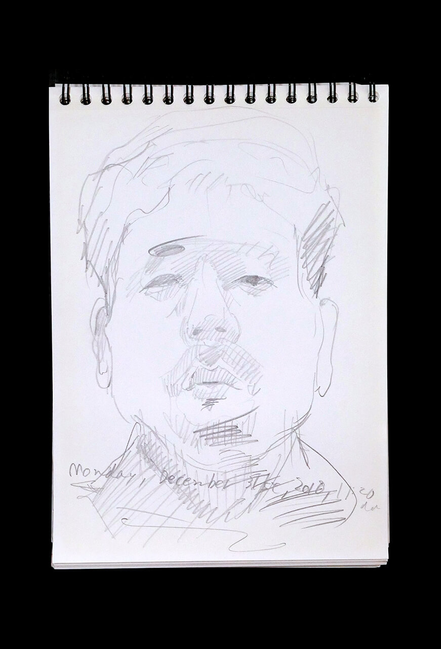 Contemporary artist SHINTAKU Tomoni's 2018/12/31 Self-portrait or pencil drawing
