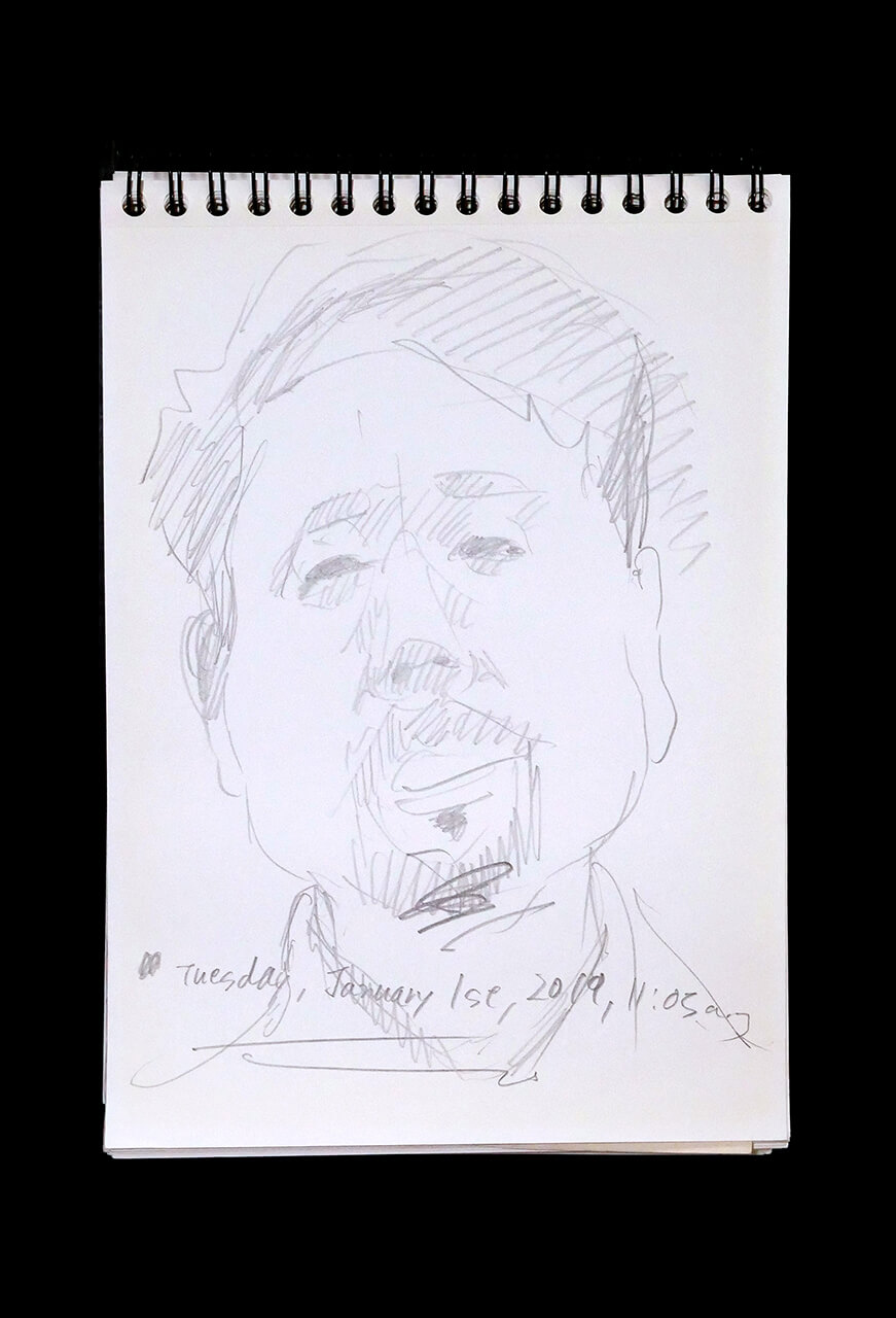 Contemporary artist SHINTAKU Tomoni's 2019/1/1 Self-portrait or pencil drawing