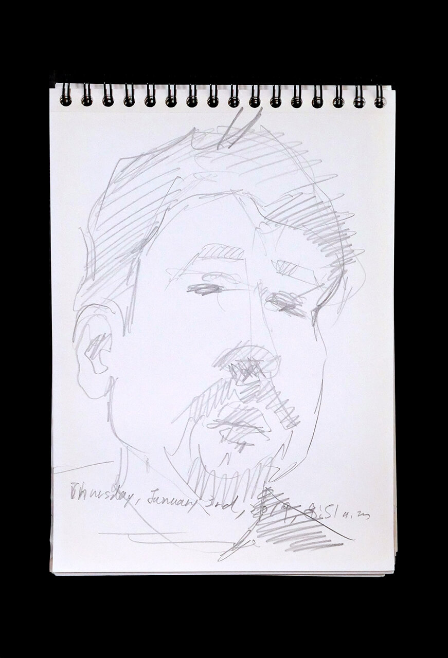 Contemporary artist SHINTAKU Tomoni's 2019/1/3 Self-portrait or pencil drawing