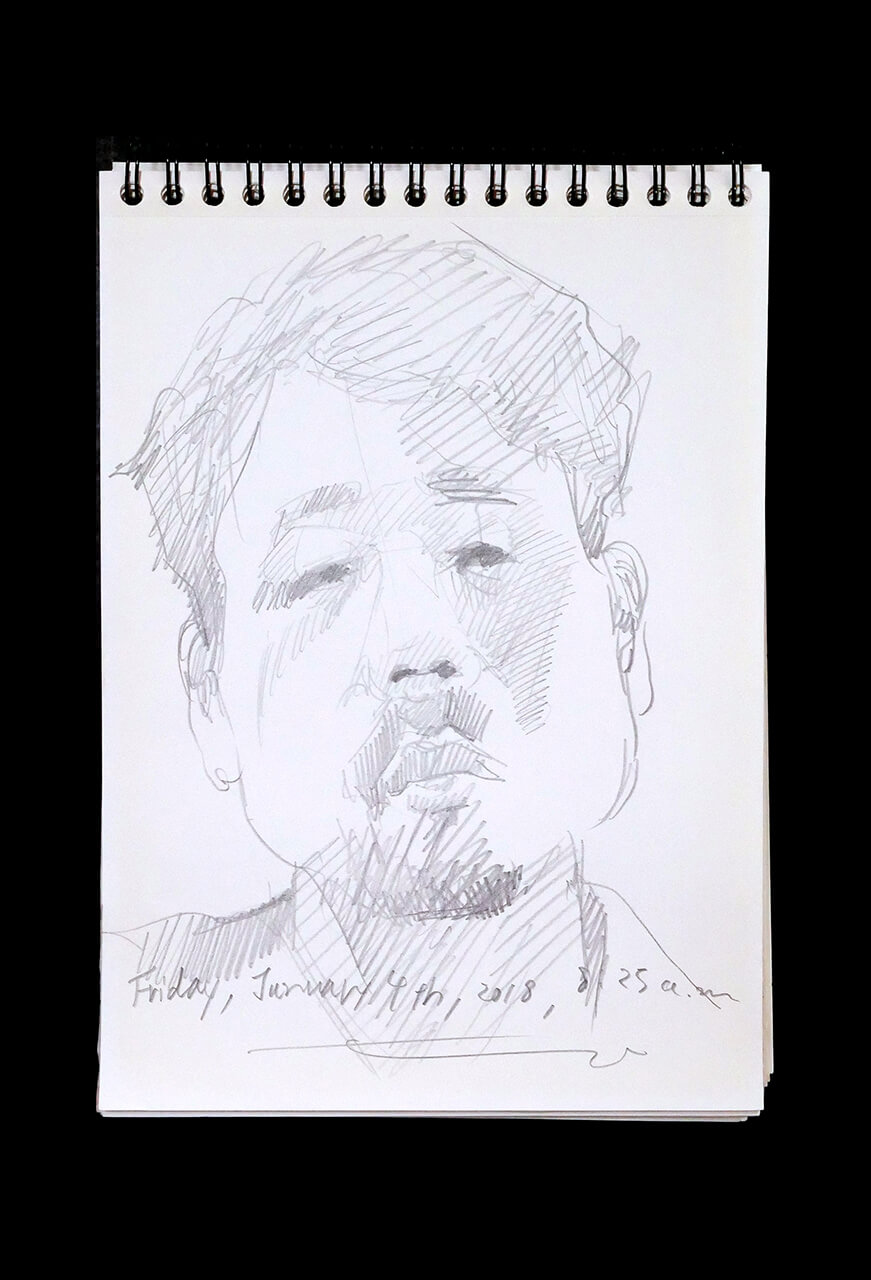 Contemporary artist SHINTAKU Tomoni's 2019/1/4 Self-portrait or pencil drawing
